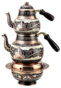 işlemeli bakır çaydanlık